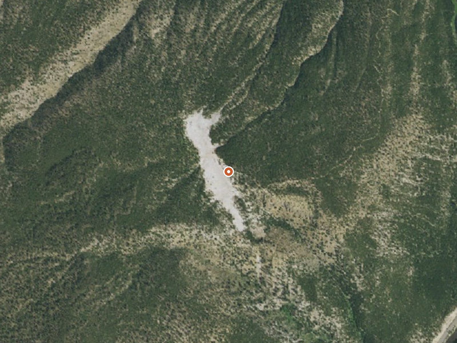Aerial view of the ground around Monument Geyser Basin