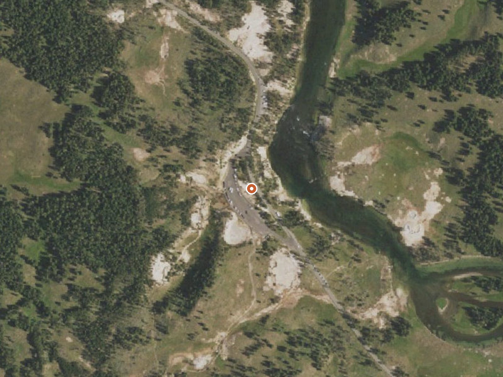 Aerial view of the ground around Mud Volcano