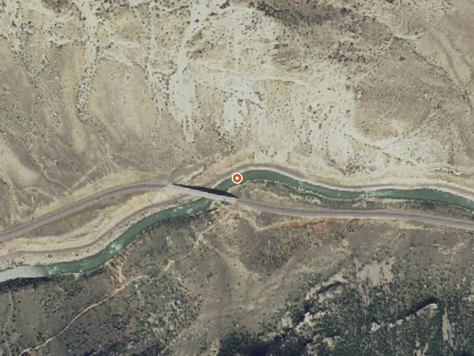 Aerial view of the ground around Needle Hot Springs