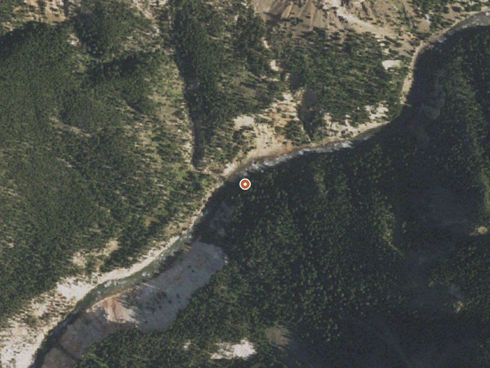 Aerial view of the ground around Sevenmile Hole