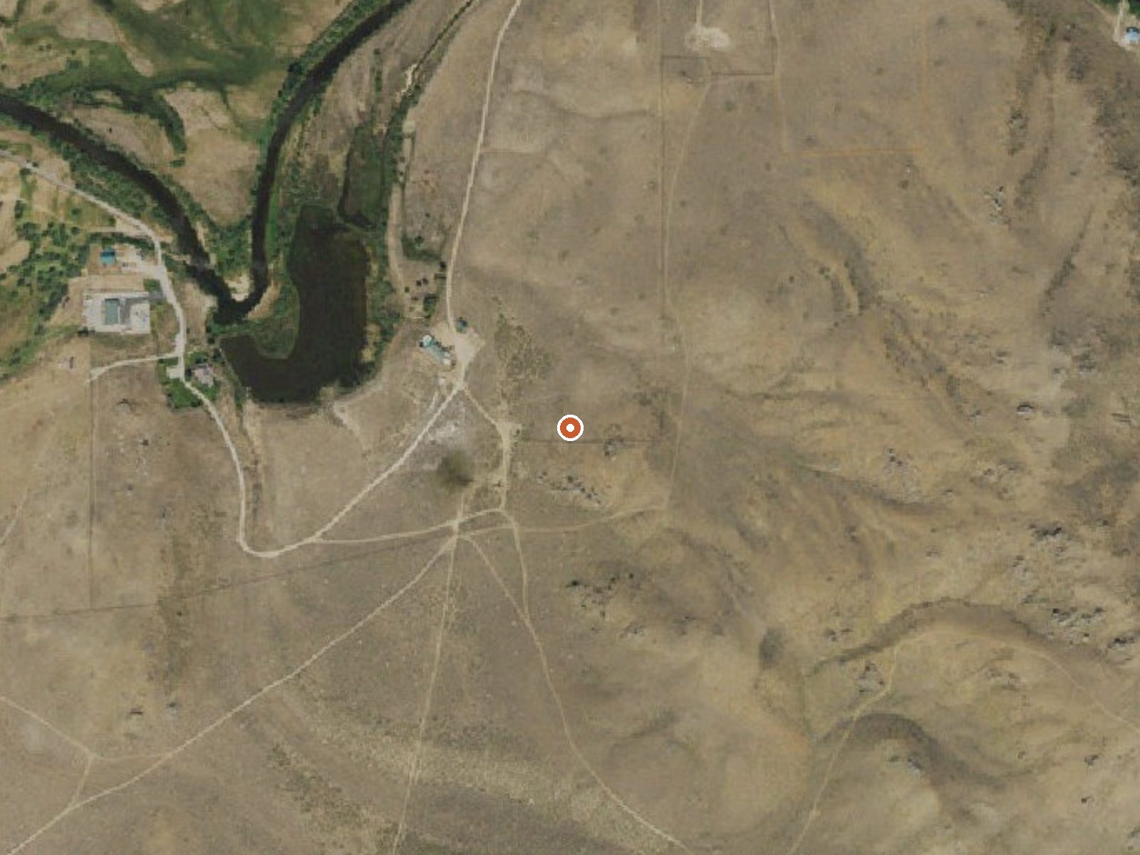 Aerial view of the ground around Steele Hot Springs